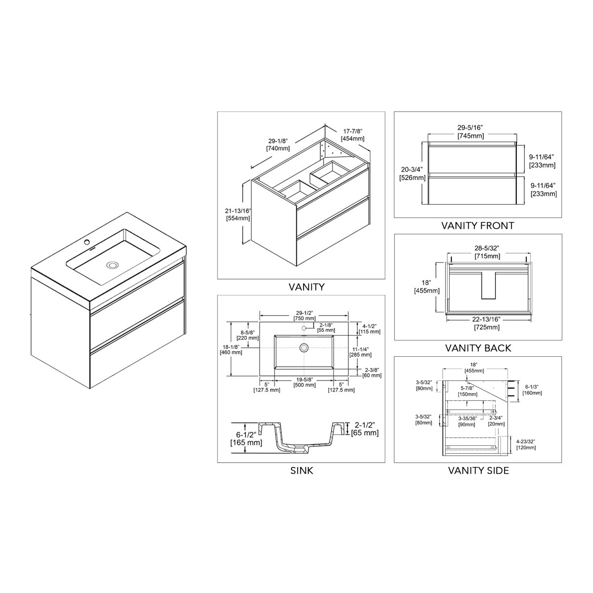 Brayden Studio® Courtnie Waterproof Ergonomic 30" Single Bathroom ...